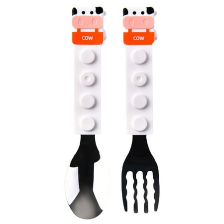 

Toddler Forks and Spoons Set Cartoon Animal Stainless Steel Kids Safe Silverware Utensils for Baby