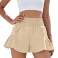 thumbnail image 3 of Dwellite Flowy Athletic Shorts for Women High Waist Running Workout Pant Gym Short Quick Dry with Pockets Khaki L, 3 of 7