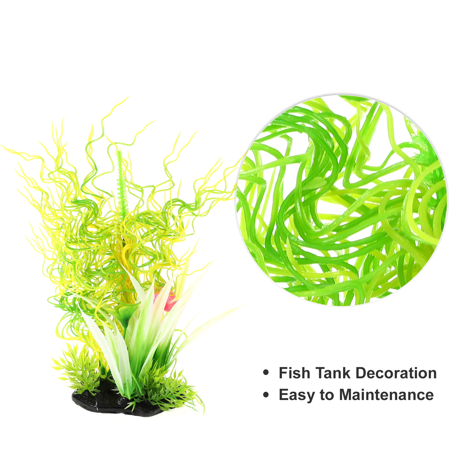 Unique Bargains 1 Pc Artificial Aquatic Plants for Fish Tank Plants Decor Green Yellow