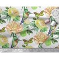 thumbnail image 2 of Soimoi Orange Polyester Crepe Fabric Hummingbird,Insect & Floral Printed Fabric 1 Yard 52 Inch Wide, 2 of 3