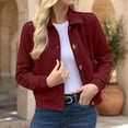 thumbnail image 2 of DeHolifer Womens Jackets Casual Solid Color Cropped Coats Button Down Winter Shackets Wine XXL, 2 of 8