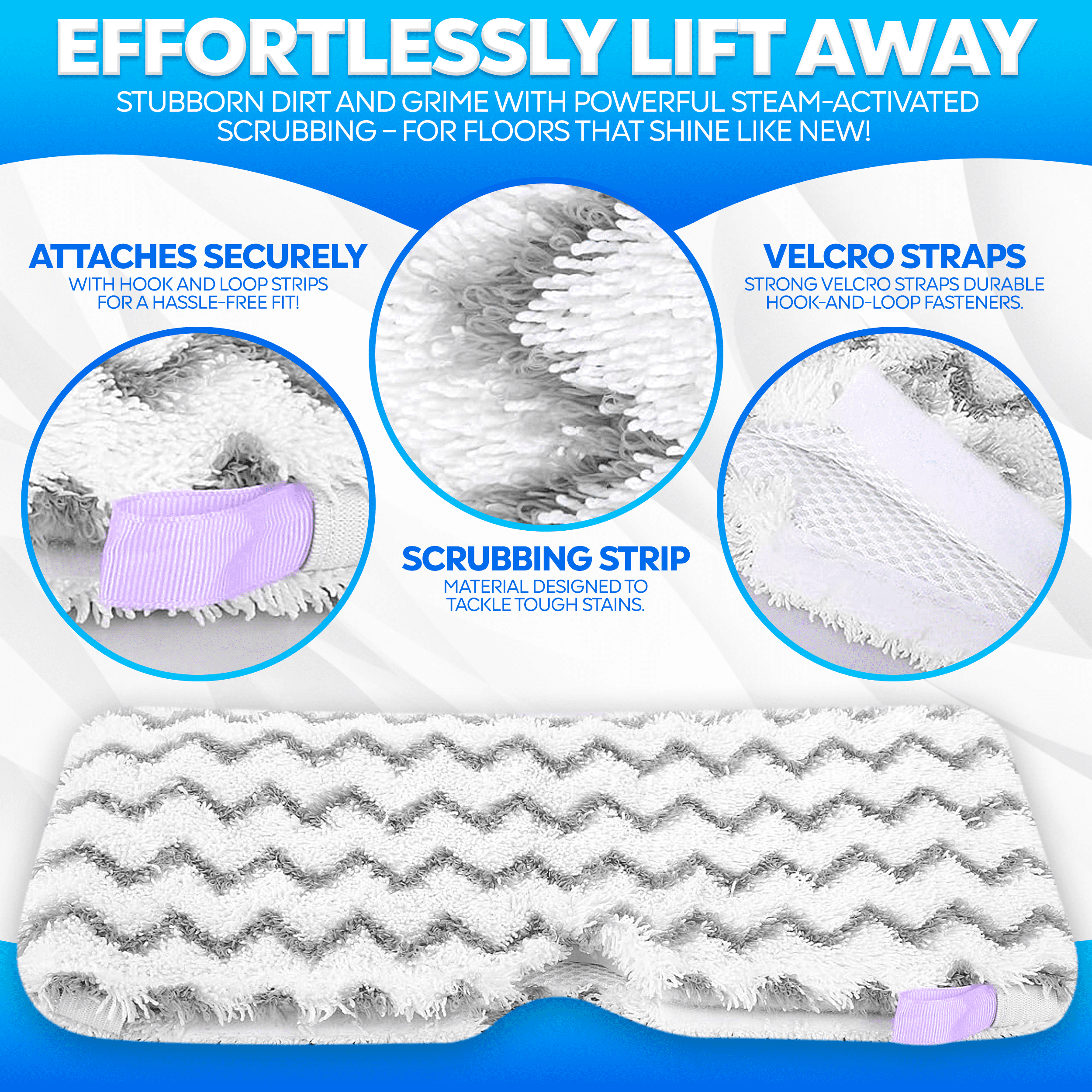 Steam Mop Pads for Shark S3501, S3601, SE460, S3801, S3901, Replacement Steam Pocket Map Pads Microfiber Scrub Mop Pads for All Hard Floors, 6 Pack