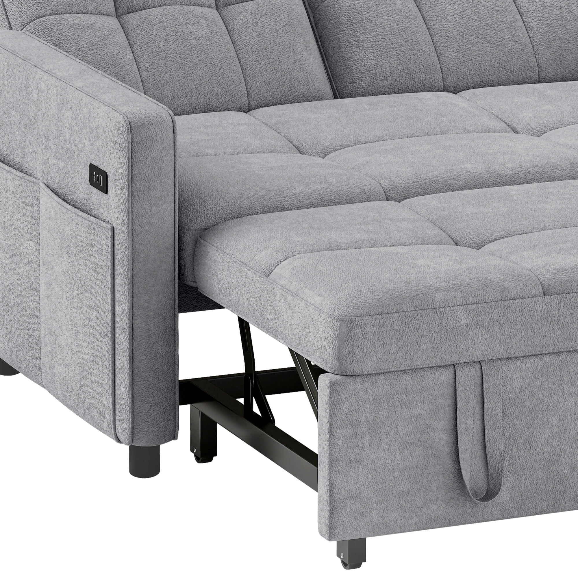 Uforic 3-in-1 Convertible Futon Sofa Bed, Modern Couch Cat-Scratch-Proof Loveseat Sleeper for Small Place, Gray