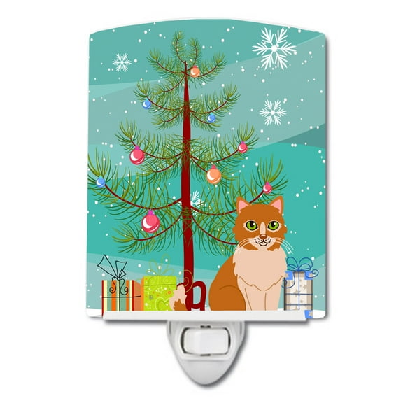 Caroline's Treasures BB4435CNL Merry Christmas Tree Ural Rex Cat Ceramic Night Light, 6x4x3", multicolor