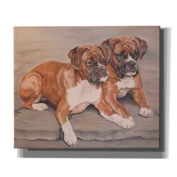 Epic Graffiti 'Two Boxer Dogs' by Janet Pidoux, Canvas Wall Art, 24"x20"
