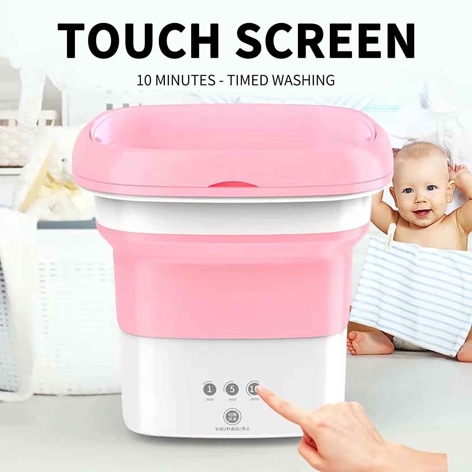 SATRINO Mini Portable Washing Machine - Automatic Foldable Washing machine with Blue Light- For Underwear, Socks, Baby Clothes, Towels - Collapsible Washing Machine for Travel,Camping, Dorm, RV