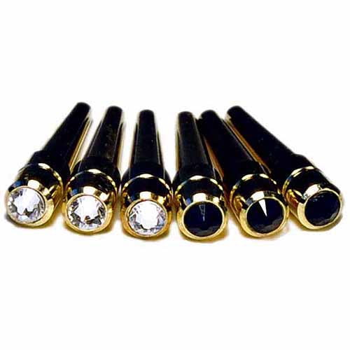WE Games Premium Brass Cribbage Pegs with Swarovski Austrian Crystals Set of 6 (Black & Clear