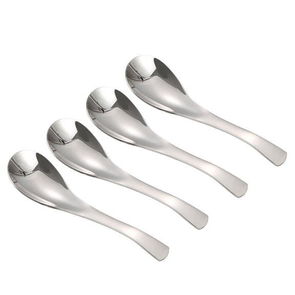 Raindrops Ergonomic Handle Soup Spoon Stainless Steel Silver 1Pack 5.9 x 1.6 x 0.2in