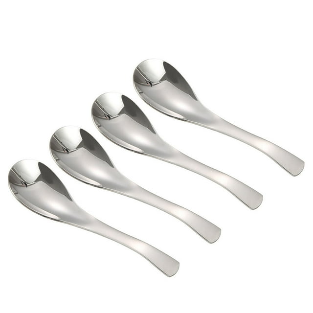Cucharas de sopa gruesas pesadas de 4pcs cucharas de sopa de cuchara de acero inoxidable (tamaño medio)