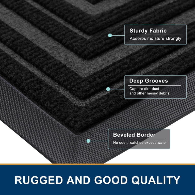 Buganda Heavy Duty Rubber Doormat, 29"x17", Black photo 4