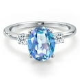 thumbnail image 3 of Gem Stone King 14K White Gold Millennium Blue Mystic Quartz and White Topaz Engagement Ring for Women | 3.28 Cttw | Oval 10X8MM | Gemstone Birthstone | Size 6, 3 of 6