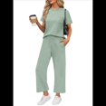 thumbnail image 1 of Traje de Dos Piezas para Mujer, para Viajes y Vacaciones, con Corta y Pantalones Anchos, Informal Verde L, 1 of 6