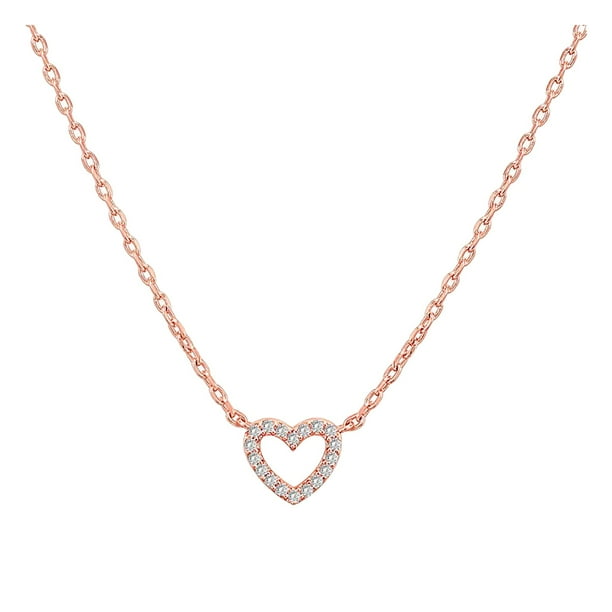 Corazón Zircon Colgante Collar Rhinestone Zircon Corazón Collares Cadena de Cristal Joyería para Mujeres Niñas Corazón Collar Colgante