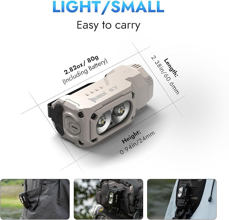 WUBEN E7 Mini LED EDC Flashlight 1800 Lumens Rechargeable IP68 Waterproof Magnetic Type-C