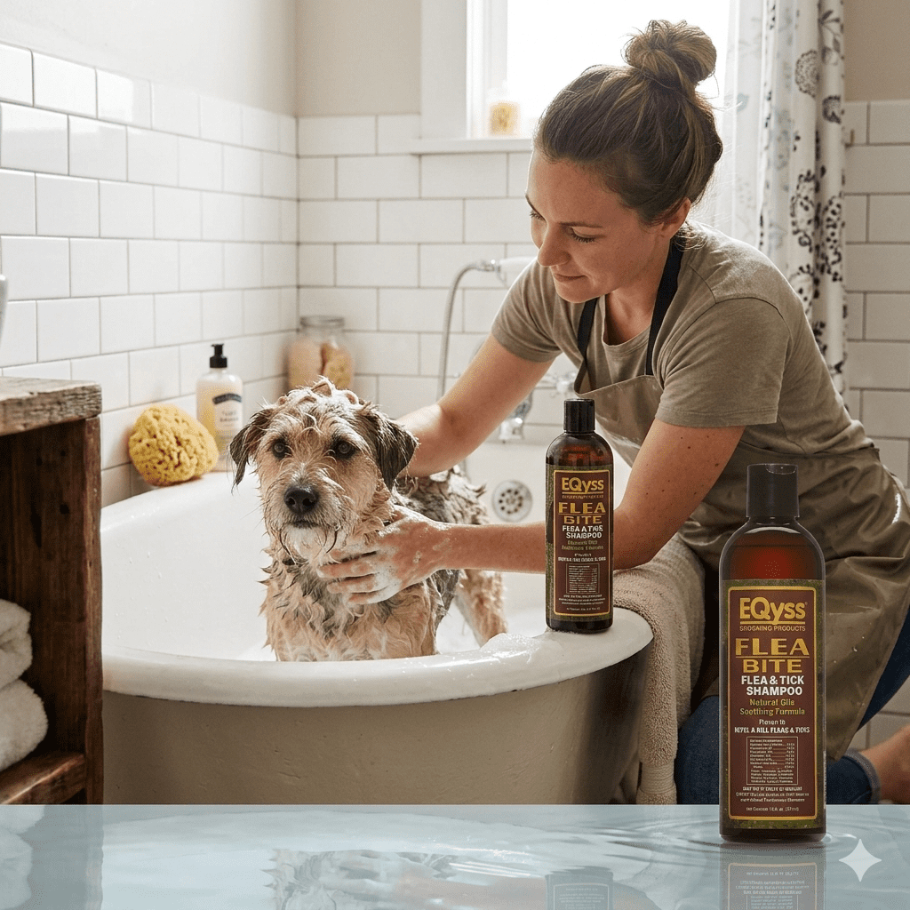 EQyss Flea Bite Shampoo 16 oz. Natural Oils pH Balanced Flea & Tick Dogs Cats