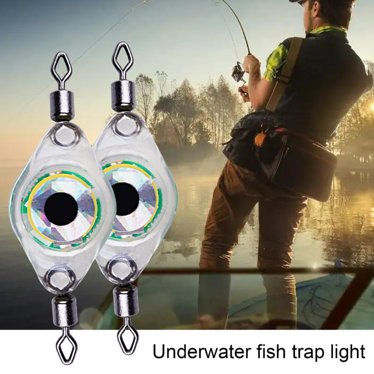 UDIYO 2Pcs Fishing Lure Lamps Waterproof Fisheye Shape Attract Fish Acrylic  LED Lure Attractant Button Fish Gathering Lights for Outdoor Fishing