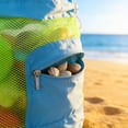 thumbnail image 3 of 1-3PC Mesh Beach Bag Drawstring Backpack Swim Pool Toy Bag Waterproof Breathable Large Capacity Foldable with Zipper Pocket for Swimming Sports Gym Travel Lightweight Adjustable Straps, 3 of 9