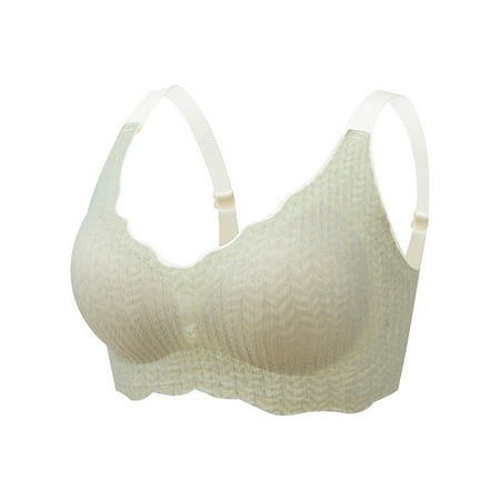 Mrasaso Clearance & Promo! Workout Tops for Women Women Nylon Bra Fashion Women s Large Size Solid Color Wavy Wireless Fixed Cup Gathering Bra(1pc Underwear) Green|2XL