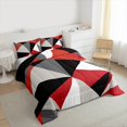 thumbnail image 3 of Homewish Red Gray Geometric Bedding Comforter Set,Triangle Plaid Pattern Twin Comforter Sets,Modern Abstract Grid Bedding Set For Boys Girls,Microfiber Bedroom Decor Reversible,2-Piece, 3 of 8