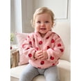 thumbnail image 3 of RUINIXCW Toddler Baby Girl Fleece Sweatshirt Infant Girls Fall Winter Warm Clothes Strawberry Print Long Sleeve Half Zip Front Pocket Pullovers Tops, 3 of 10