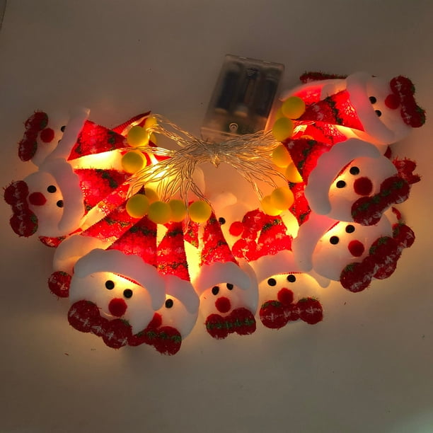 Fiudx Guirnalda de Luces Led con Forma de Muñeco de Nieve Red Hat, Adornos Navideños con Brillo Cálido, Guirnalda Decorativa de Terciopelo con Forma de Sombrero, Decoración Festiva para Ventanas y Pa