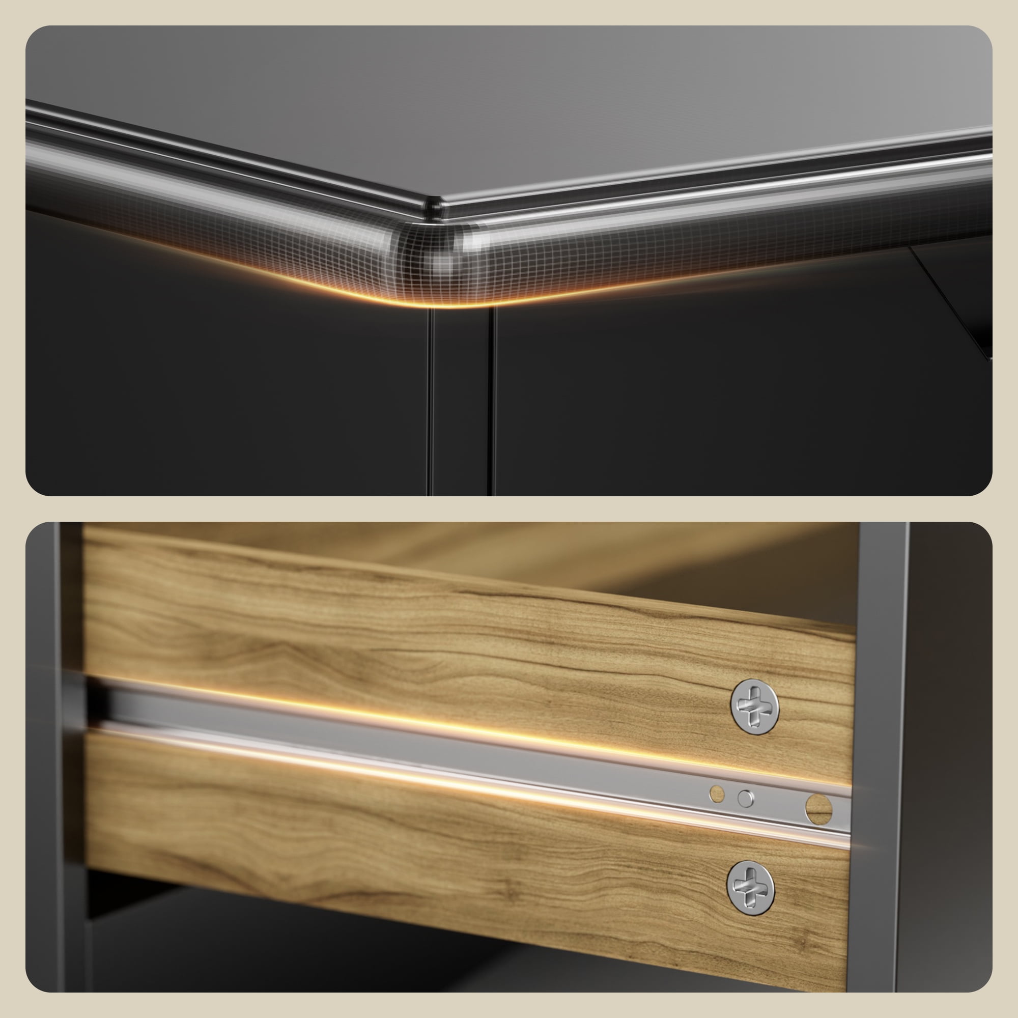 Dressers for Bedroom, Lofka 6 Drawers Dresser with Cutout Handles, Wood Storage Cabinet for Living Room, Black