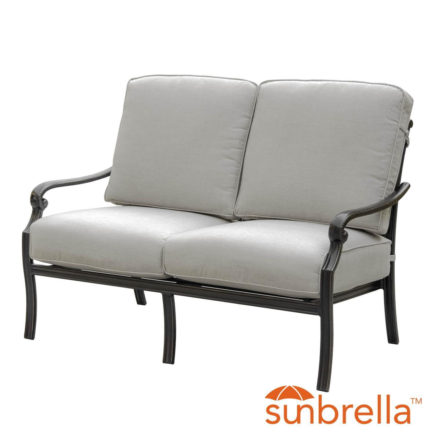 Du Monde Cast Aluminum Outdoor Loveseat W/ Sunbrella Cast Silver