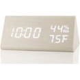 thumbnail image 1 of Luz blanca de madera blanca - reloj despertador LED de temperatura y humedad con control de voz Adepaton LN-2238-3, 1 of 7
