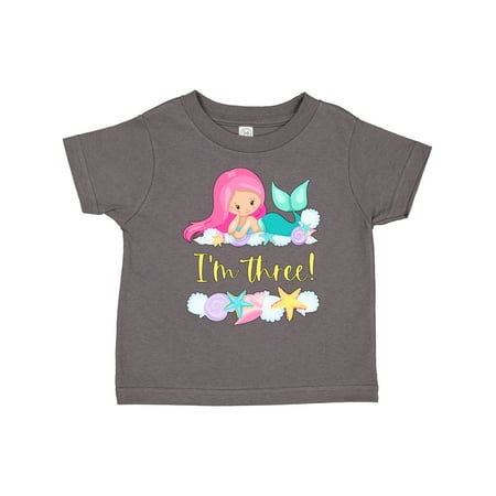 

Inktastic I m 3 Mermaid with Pink Hair and Shells Gift Toddler Boy or Toddler Girl T-Shirt