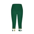 thumbnail image 4 of qelini Capri Leggings for Women Plus Size Casual Capris Pants St. Patrick's Day Shamrock Print Pants Yoga Leggings, 4 of 5