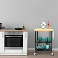 thumbnail image 3 of Origami Folding Kitchen Cart on Wheels | for Chefs Outdoor Coffee Wine and Food, Microwave Cart, Kitchen Island on Wheels, Rolling Cart, Kitchen Appliance & Utility Cart | Black with Wood -RBT-03, 3 of 12