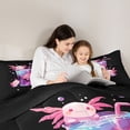 thumbnail image 5 of jejeloiu Ocean Life Axolotl Twin Comforter Sets,Black Pink Bedding Set For Sealife Lover Reversible 2 Pieces, 5 of 8