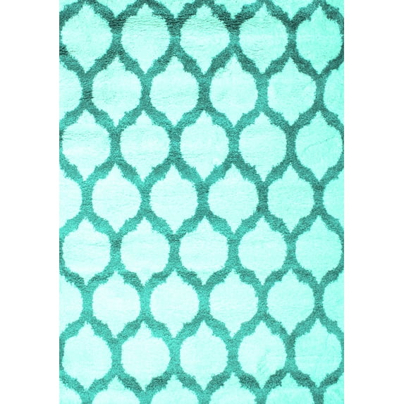 Ahgly Company Indoor Rectangle Trellis Turquoise Blue Contemporary Area Rugs, 7' x 10'