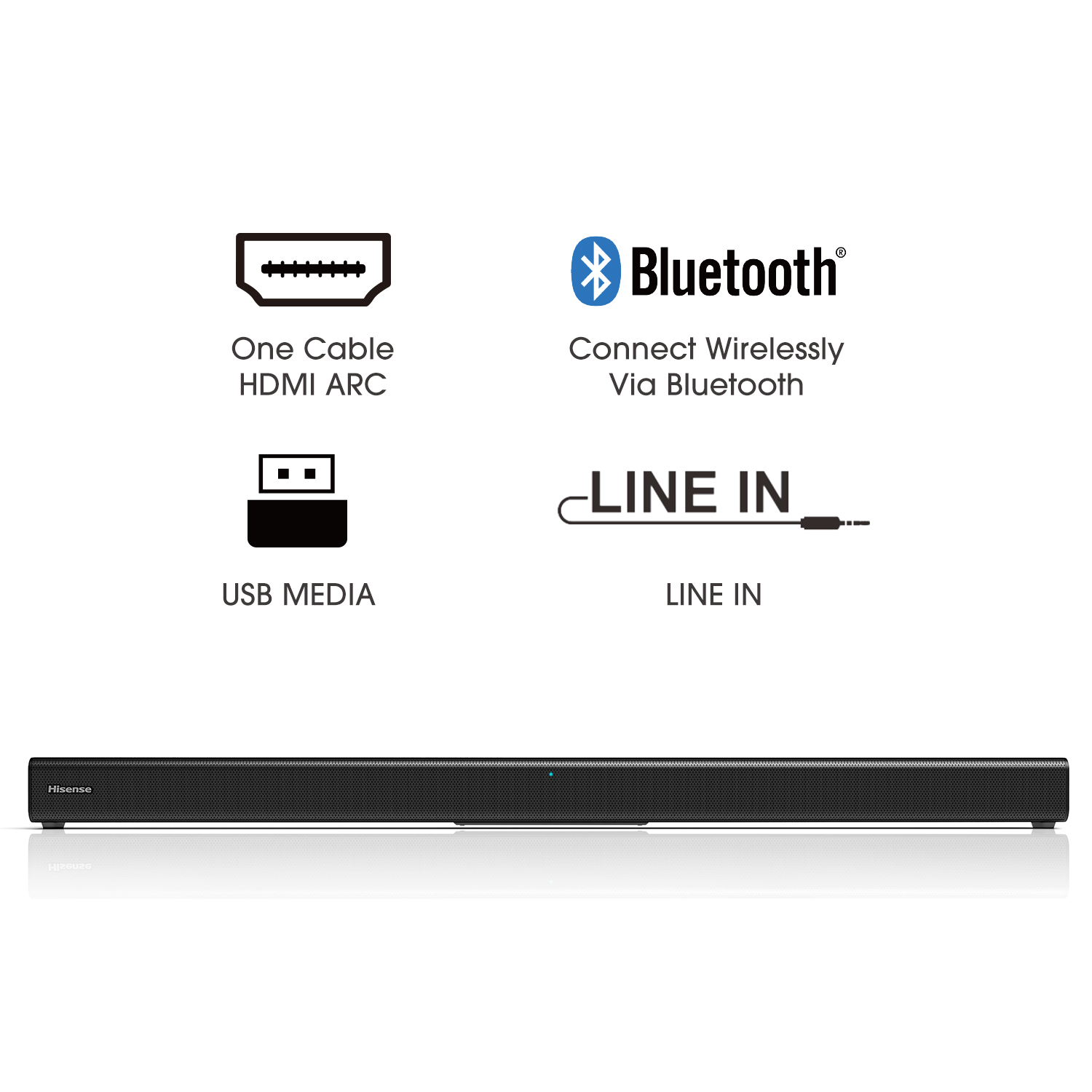 Hisense HS205 2.0ch Sound Bar Home Theater System, 60W, Roku TV ready, Bluetooth, HDMI ARC/Optical/AUX/USB (Model HS205) Black - image 2 of 12