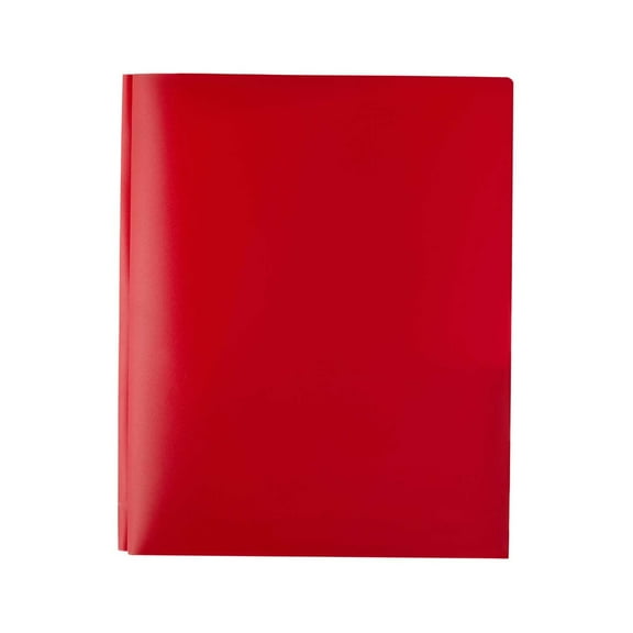 PPKVUFD 1Pc Red Plastic Folders with Pockets and Prongs, 2 Pocket Plastic Folders with Prongs and Brads for Office, Home, and Work, Letter Size (Style1-Red)