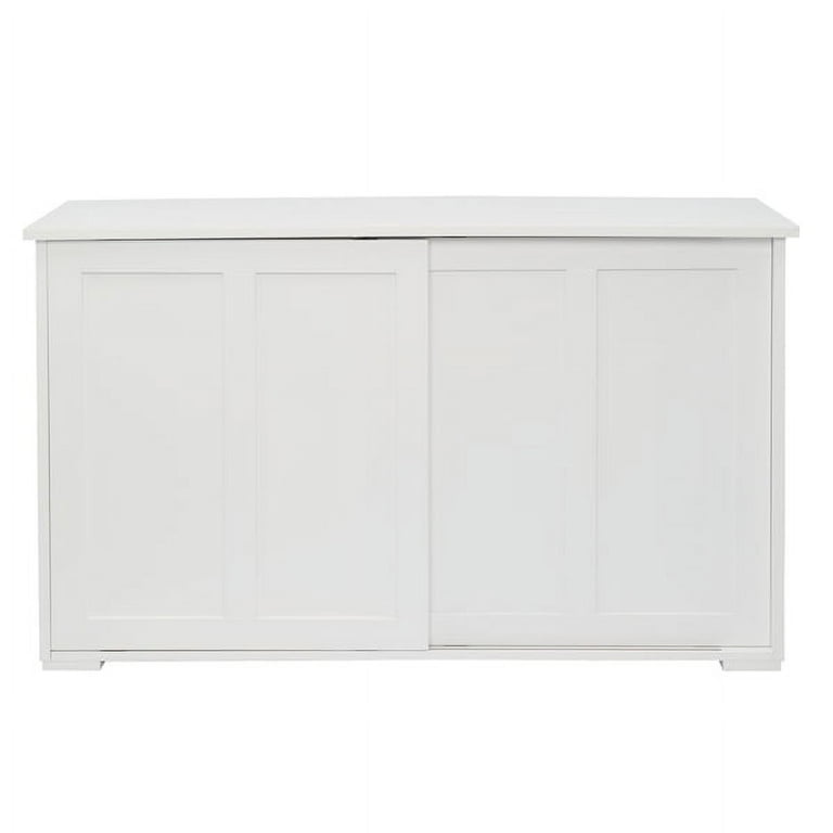 Corrigan Studio Arlia Kitchen Storage Cabinet Sideboard with 2 Glass Sliding Doors and with 4 Drawers, Accent Console Table for Kitchen Dining Living Room Hallway Off