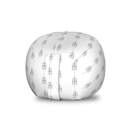 Geometric Storage Toy Bag Chair  Minimalistic Like Shapes Lines Geometrical Pattern on a Plain Background  Stuffed Animal Organizer Washable Bag  Large Size  Dimgray and White  by Ambesonne