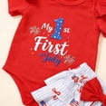 thumbnail image 5 of Lullu Baby Girls 4th of July Outfits Short Sleeve Romper Shorts Headband 3Pcs Set, 5 of 6