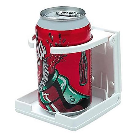 Valmar Marine Folding Marine Drink Holder - Adjustable - white - made of reinforced nylon with stainless springs, 1 each, sold by each