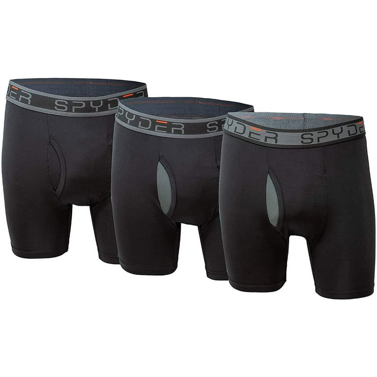 SPYDER Performance Mesh Mens Boxer Briefs Sports Underwear 3 Pack For Men  (Large, Black/Red/Grey)