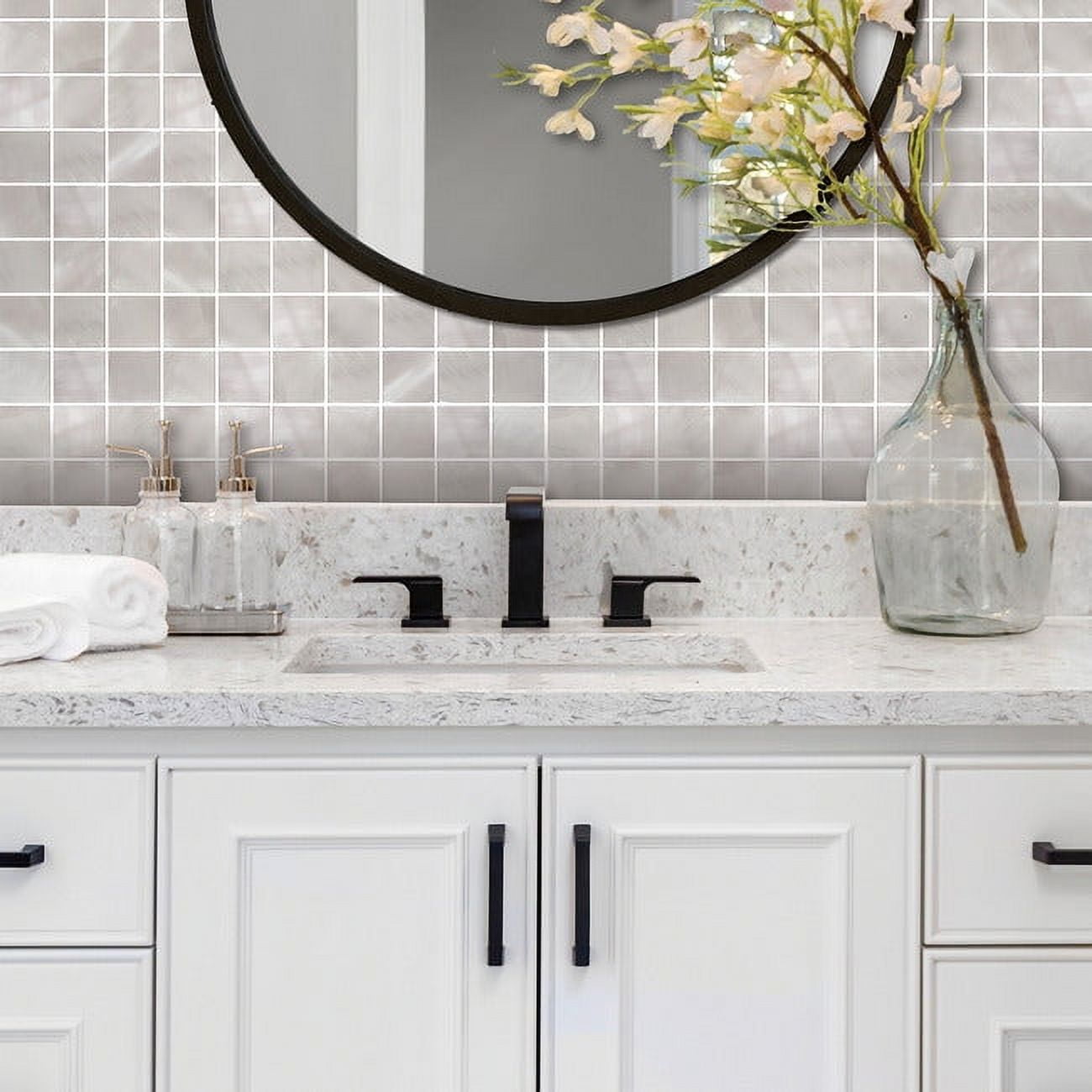 Pearl Square Peel And Stick Backsplash