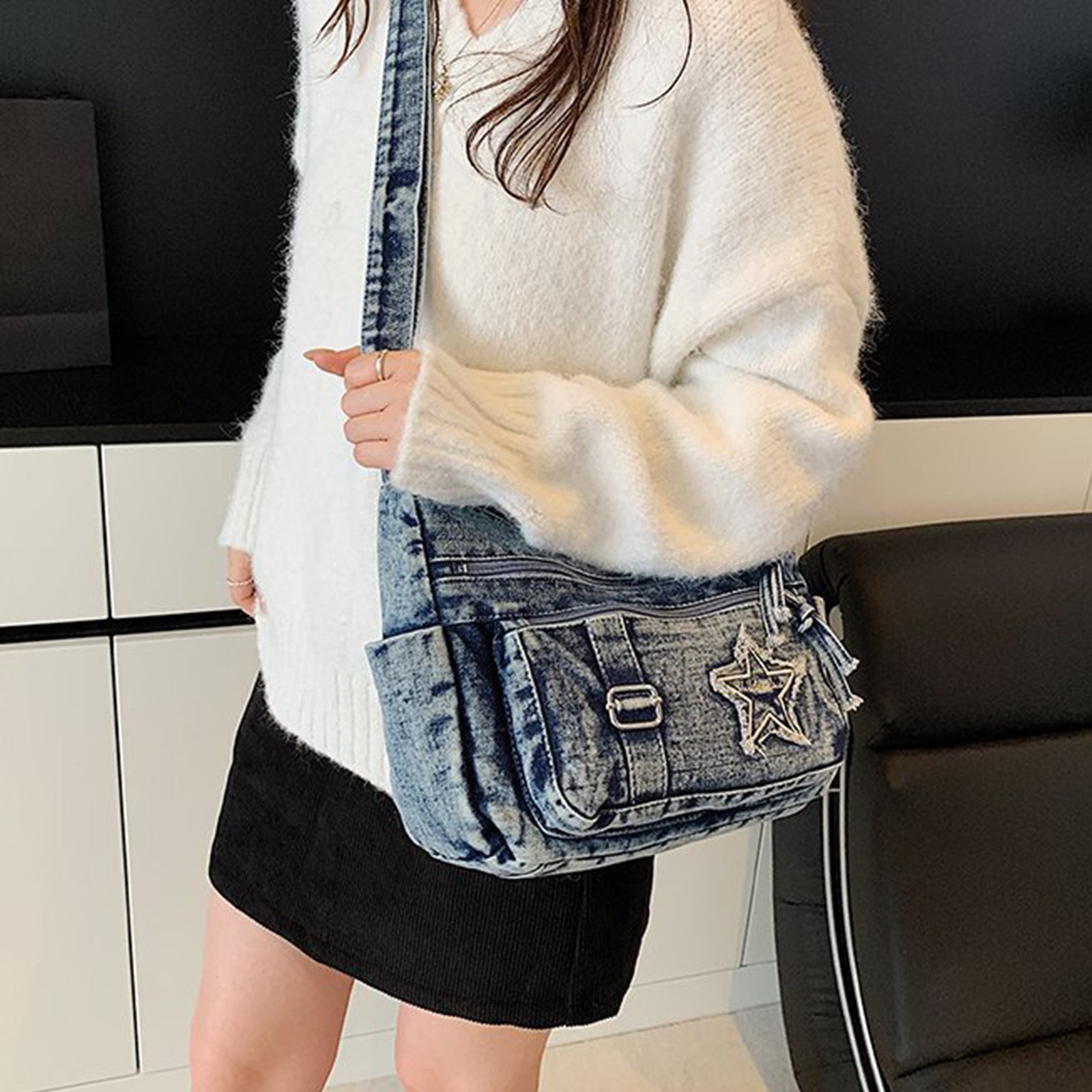 Denims Shoulder Purses for Womens Casual Hobos Bags Shoulder Handbags Crossbody Bag with Adjustable Straps Toted Bag