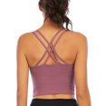 thumbnail image 1 of SHCKE Women Longline Sports Bra Cross Back Wirefree Removable Pads Bra Workout Running Camisole Crop Top, 1 of 6