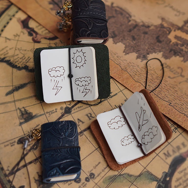kjfeif Miniature Travelers Notebook 6x3cm, Handmade Tiny Leather