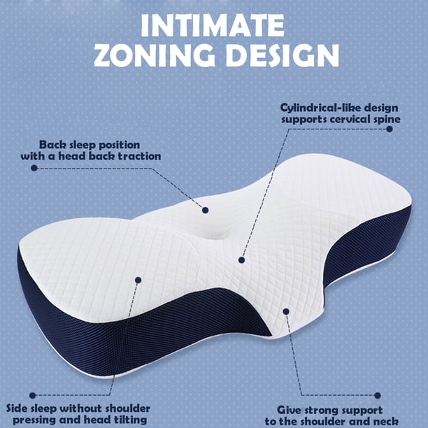 HOMCA Oreillers à Mémoire de Forme,Oreiller Ergonomique Cervical,Oreillers Ergonomiques pour la Nuque, 60 x 35 x 11/13 cm, Blanc HOMCA Oreillers à Mémoire de Forme,Oreiller Ergonomique Cervical,Oreillers Ergonomiques pour la Nuque, 60 x 35 x 11/13 cm, Blanc