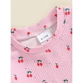 thumbnail image 6 of Suealasg Baby Girl 2Pcs Fall Outfits Ruffle Long Sleeve Cherry Print Tops + Flare Pants Set 6M 1T 2T 3T Toddler Girl Autumn Clothes, 6 of 8