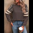 thumbnail image 4 of Camisas de Larga con Estampado de Leopardo para Mujer, Sudaderas Informales de Otoño con Cuello Redondo y Bloques de Color Color Café S, 4 of 10