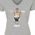 thumbnail image 4 of Inktastic Moo Cute Brown Holstein Cow Women's V-Neck T-Shirt, 4 of 5