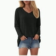 thumbnail image 3 of Godom V Neck T Shirts for Women Long Sleeve Tops Solid Color Tee Casual Shirts, 3 of 7
