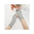 thumbnail image 5 of INSPIRE CHIC Women's Short Knitted Autumn Winter Fingerless Wrist Length Knit Gloves One Size Light Gray, 5 of 6